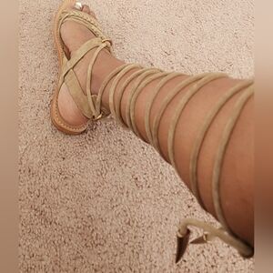 Ash Tan Lace-Up Gladiator Sandals